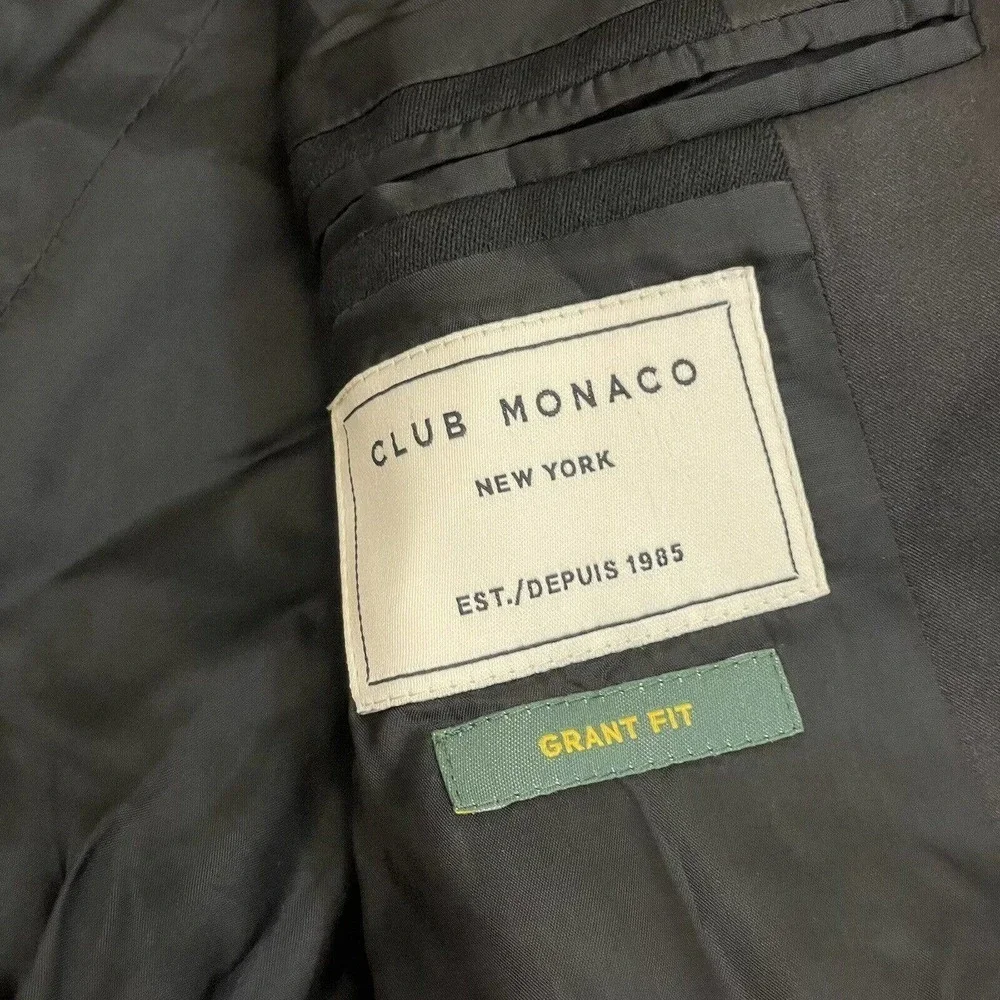 Club Monaco Black Wool Notched Double Lapel 2 Button Blazer Jacket